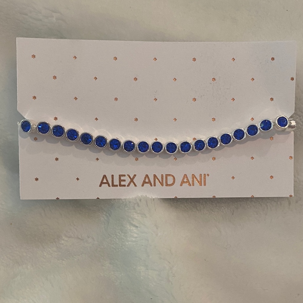 Alex and Ani Silver Bracelet with Blue Accents